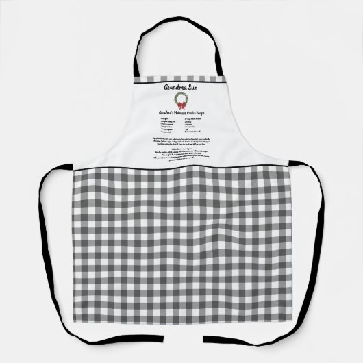 Tablier Recette Keepsaké Xmas Cookie Gris Plaid Wreath (Recto)