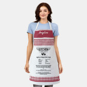 Tablier Recette personnalisée Rouge Blanc Farmhouse Buffal (Porté)