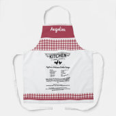 Tablier Recette personnalisée Rouge Blanc Farmhouse Buffal (Recto)