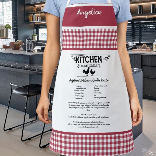 Tablier Recette personnalisée Rouge Blanc Farmhouse Buffal