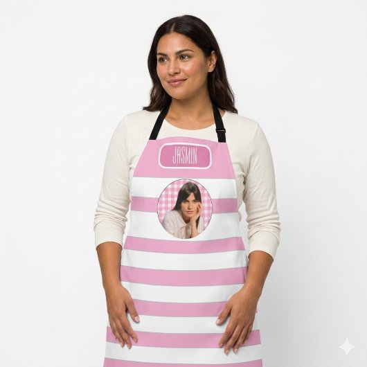 Tablier Recettes | Motif Gingham rose et Blanc