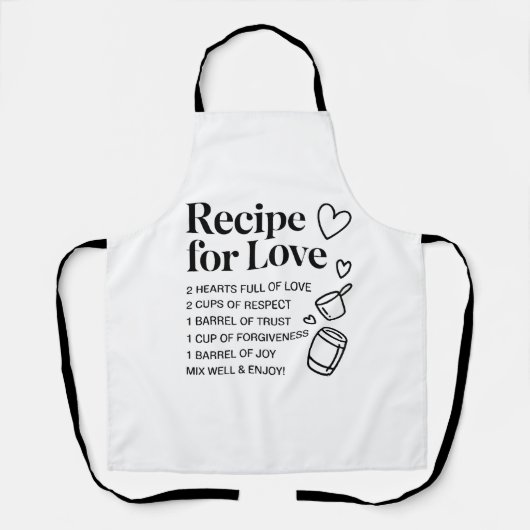 Tablier Recipe for Love Kitchen Romantic Quote Cooking Apr (Recto)
