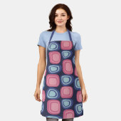 Tablier Rectangles organiques rétro bleu et rose (Porté)