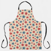 Tablier Red and Blue Stars, 4th of July, Beige Background (Recto)