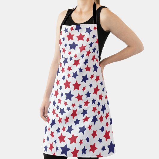 Tablier Red and Blue Stars, 4th of July, White Background (Insitu)