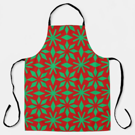 Tablier Red and Green Christmas Snowflakes Pattern (Recto)
