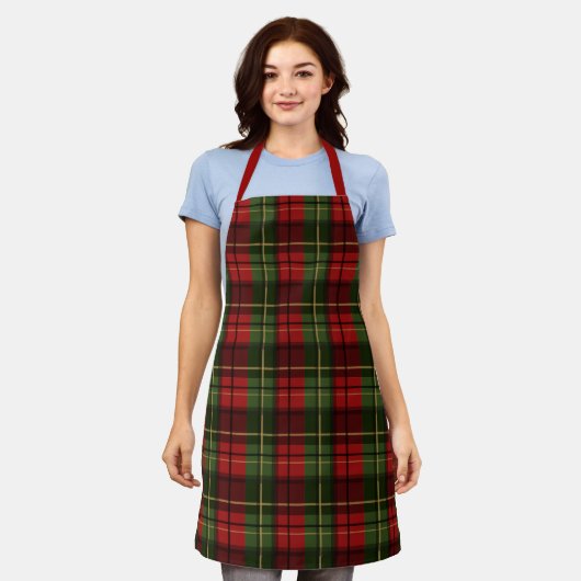 Tablier Red And Green Plaid Tartan Pattern (Porté)