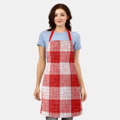 Tablier Red and White Bold Checkered Plaid Design  (Porté)