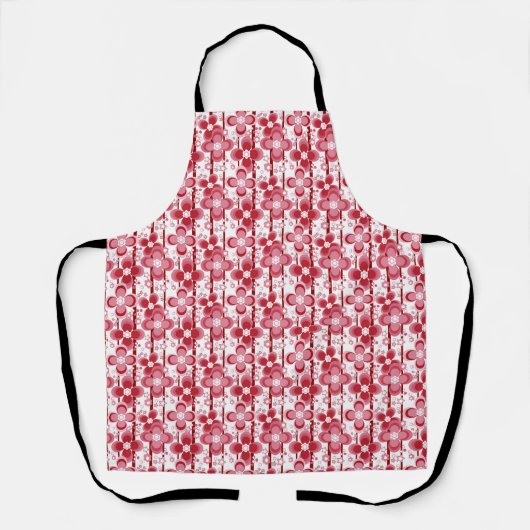 Tablier Red and white floral pattern (Recto)