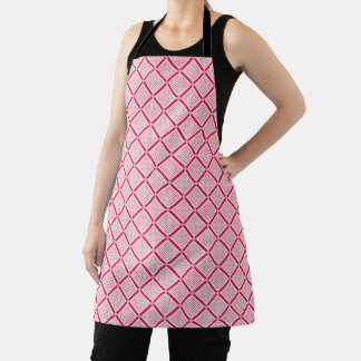 Tablier Red and white geometric checkered pattern retro