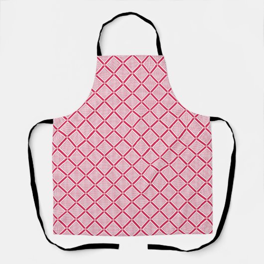 Tablier Red and white geometric checkered pattern retro    (Recto)
