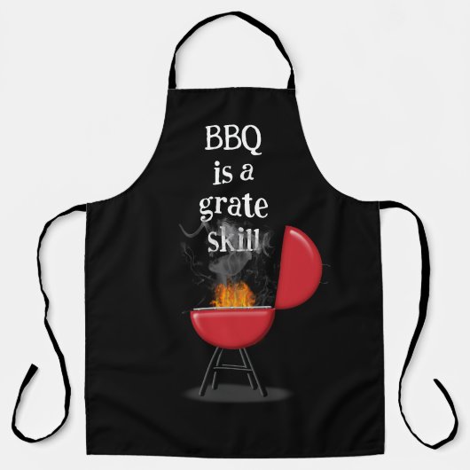 Tablier Red Barbecue Grill On Fire With Fun Text (Recto)