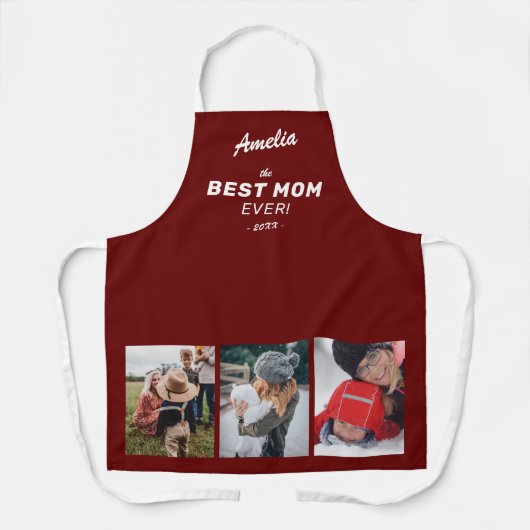 Tablier Red Best Mom Ever Mère`Jour des mères Keepsaké 3 P (Recto)