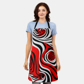 Tablier Red, Black and White Wave Pattern (Porté)
