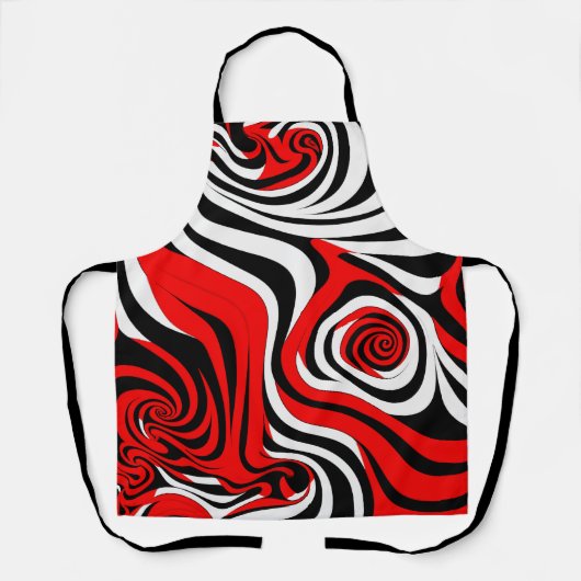 Tablier Red, Black and White Wave Pattern (Recto)