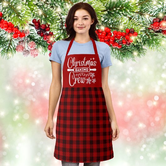 Tablier Red Black Plaid Motif Christmas Baking Crew