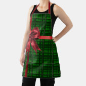 Tablier Red Bow Green Gingham Plaid Christmas Present (Insitu)
