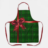 Tablier Red Bow Green Gingham Plaid Christmas Present  (Recto)