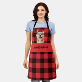 Tablier Red Buffalo Plaid and Akita Inu Dog Christmas (Porté)