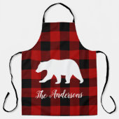 Tablier Red Buffalo Plaid & Bear | Personal Name Gift (Recto)
