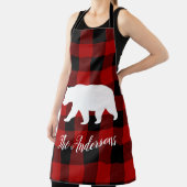 Tablier Red Buffalo Plaid & Bear | Personal Name Gift (Insitu)