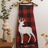 Tablier Red Buffalo Plaid & Deer | Nom personnel Cadeau