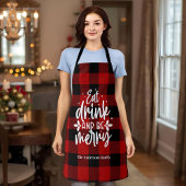Tablier Red Buffalo Plaid“Eat, Drink & Be Merry"