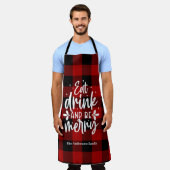 Tablier Red Buffalo Plaid“Eat, Drink & Be Merry" (Porté)