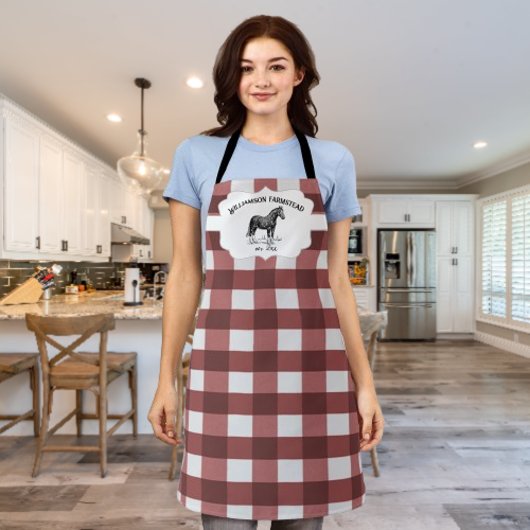 Tablier Red Buffalo Plaid Farm Horse Apron