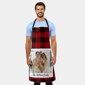 Tablier Red Buffalo Plaid & Nom Personnel Et Photo (Porté)