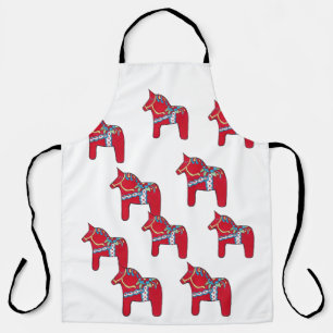 Tablier Red Dala Horses Apron