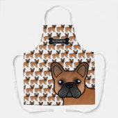 Tablier Red French Bulldog mignon Dessin et nom (Recto)