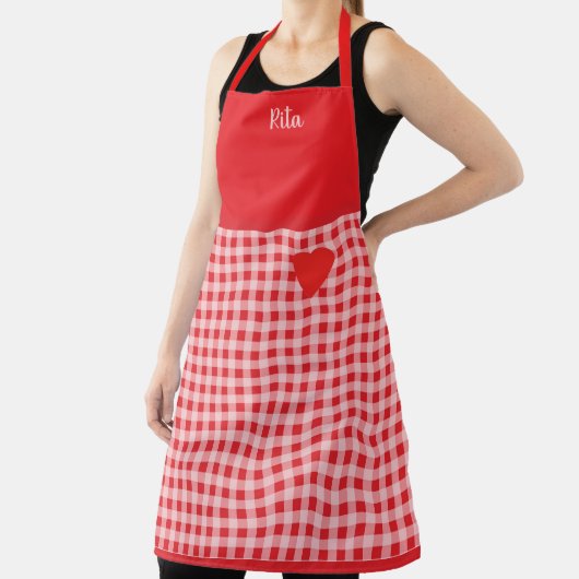 Tablier Red Gingham trimmed in Red Country Style (Insitu)