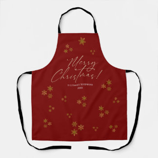 Tablier Red & Gold Snowflakes Christmas 