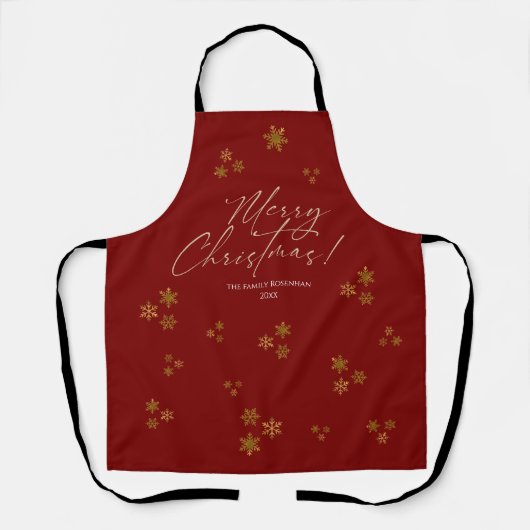 Tablier Red & Gold Snowflakes Christmas (Recto)