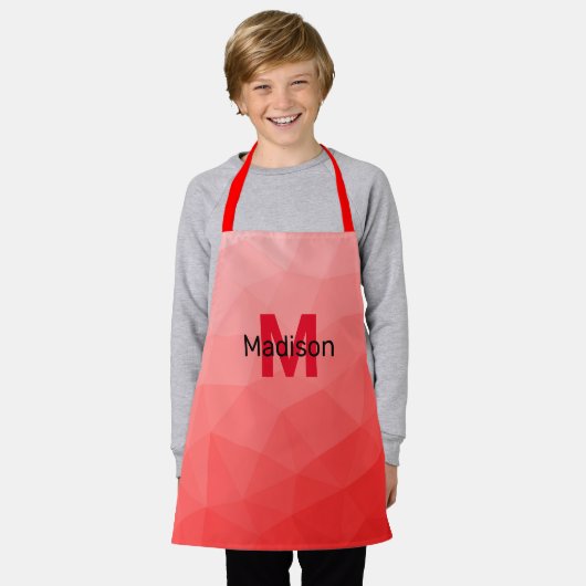 Tablier Red gradient geometric mesh pattern Monogram (Porté)