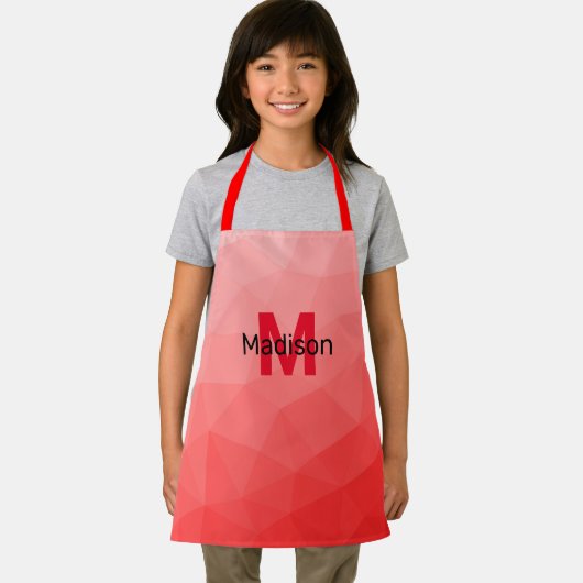 Tablier Red gradient geometric mesh pattern Monogram (Insitu)