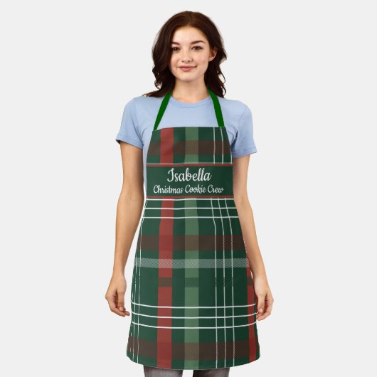 Tablier Red Green Buffalo Plaid Personalized Christmas (Porté)