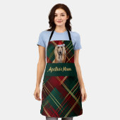 Tablier Red Green Plaid and Afghan Hound Dog Christmas (Porté)