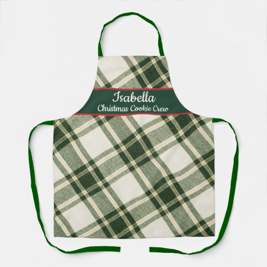 Tablier Red Green Tartan Plaid Personalized Christmas Apr (Recto)