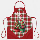 Tablier Red Green White Plaid Christmas Cupcakes (Recto)