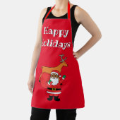 Tablier Red Happy Holidays Santa Claus afro-américain (Insitu)