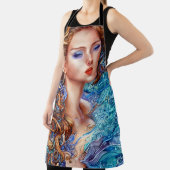 Tablier Red Head Goddess Blue Ocean Waves Imaginaire Art (Insitu)