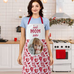 Tablier Red Heart Motif Best Mom Photo Fête des mères<br><div class="desc">Red Heart Motif Best Mom Photo La fête des mères apéro. Coeurs rouges et roses dessinés à la main. Ajoutez votre photo. Un tablier de saké pour une mère.</div>