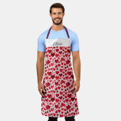 Tablier Red Hearts Valentine Apron. Nom modifiable. (Porté)