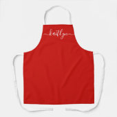 Tablier Red Holiday Christmas kitchen Personalized script  (Recto)