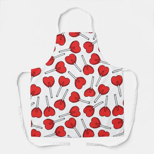 Tablier Red Lollipops, Heart Lollipops, Lollipop Pattern (Recto)