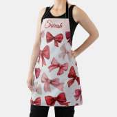 Tablier Red & Pink Bows Personalized Christmas Apron (Insitu)