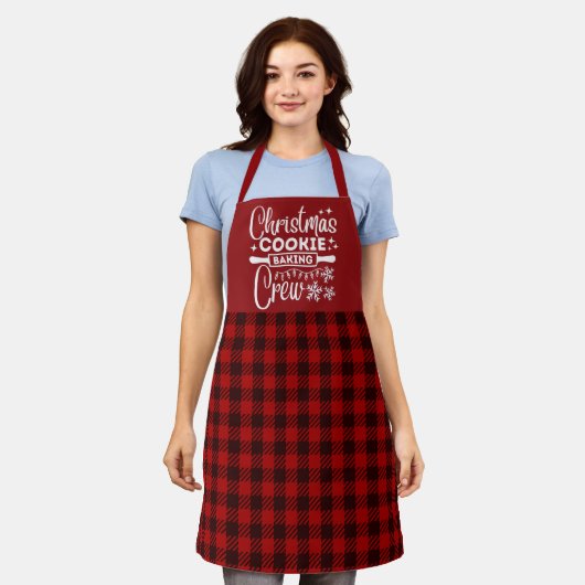 Tablier Red Plaid Christmas Cookie Baking Crew (Porté)