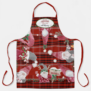 Tablier Red Plaid Gnomes Baking Noël Souvenirs maman